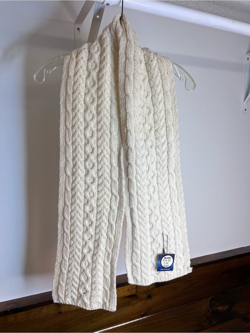 NWT Aran Woolen Mill Cable Knit Cream Scarf Sweater- OS